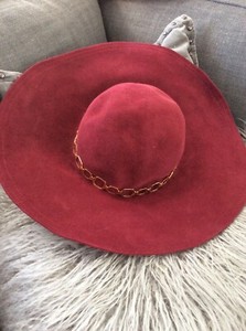 red wool floppy hat