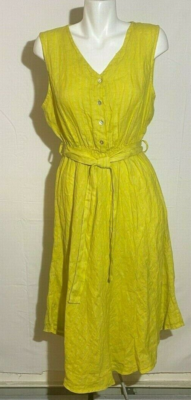 Linen Summer Dress Large Lime Green Italy Women New NWT Vanessa Zani  Mustsard | eBay