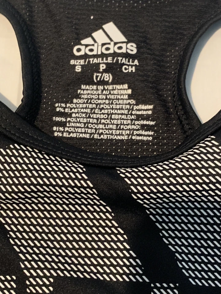 Adidas Girls' Big Gym Sports Bra Black Don't Rest Logo Bra Kids' Size Small New - Image 3 of 4