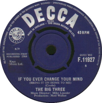 The Big Three - If You Ever Change Your Mind (7'')