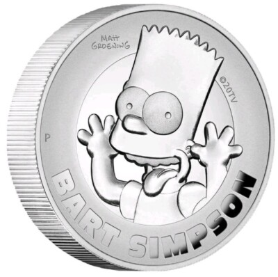 #ad 2022 2 Oz Silver $2 Tuvalu BART SIMPSON High Relief Proof Coin. $259.95
