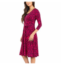 NEW Leota Women's Wrinkle Free Flattering Waist Tie Wrap Dress Size Medium