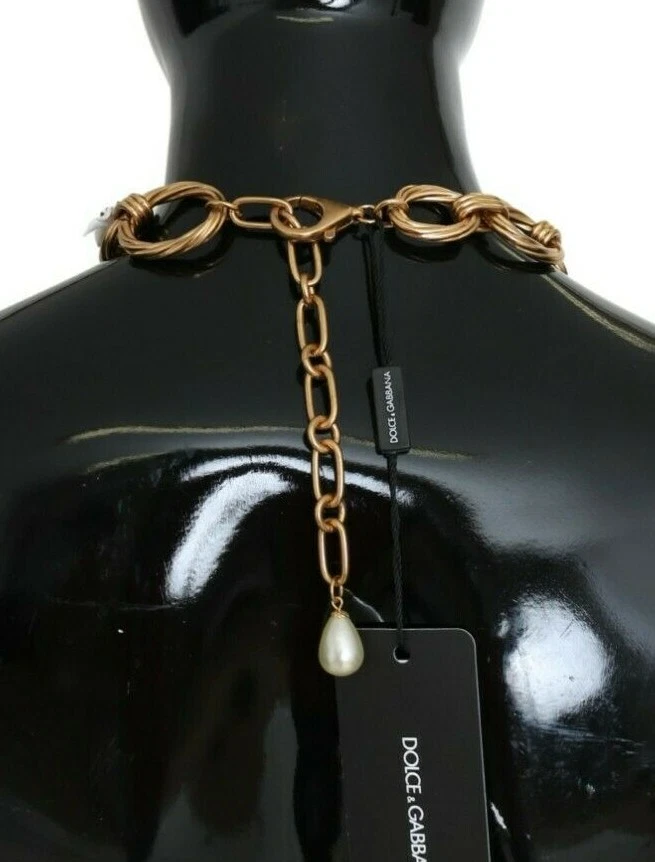 Collar DOLCE & GABBANA Oro Latón Cadena Gran Tamaño Flores LIRIO PRECIO DE VENTA SUGERIDO POR EL FABRICANTE $2800 Foto 4 de 4