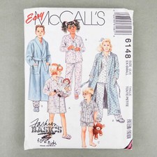 VTG 1990s McCall's Sewing Pattern 6148 Children's Robe Pajamas Size XS 2-4 Uncut