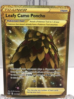 leafy camo poncho gold pokemon card Amazon.com: Leafy Camo Poncho 160/195 - Silver Tempest Pokemon Playset main image 1