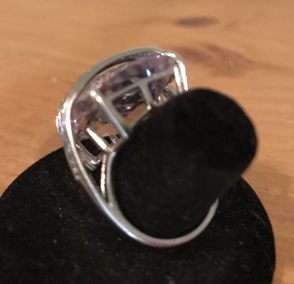Anillo de plata de ley amatista Rose De France (talla 7) 16 cts. 16 x 20mm Foto 3 de 4