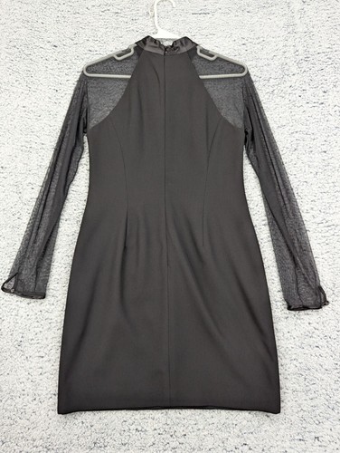 Vintage Laundry Shelli Segal Mini Dress Womens 8P Sheer Sleeve 90s Goth Academia - Picture 2 of 11