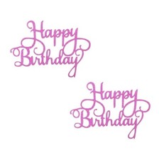 2 Pack Happy Birthday Cake Topper Birthday Party Event Glitter Decoration PINK