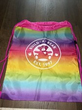 Build A Bear Workshop Backpack Drawstring Cinch Bag for Plush Rainbow Colors