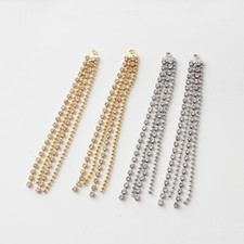 4p Zircon Tassel Chain Earring Charm,Rhinestone Long Chain Pendant,Earring Charm