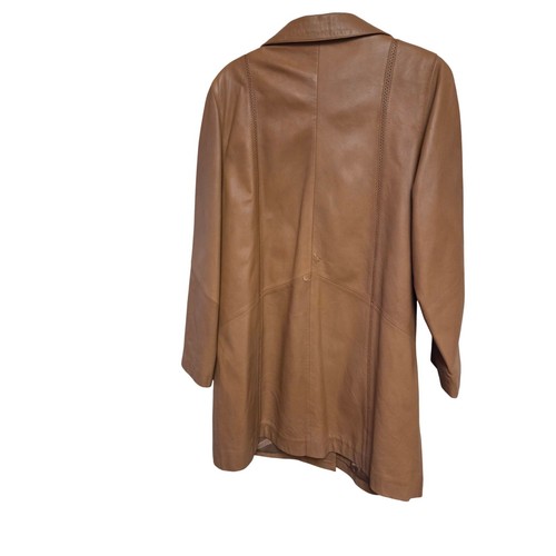 Overland Leather Car Coat Jacket Button Front Tan Brown Menswear - Picture 2 of 7
