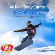 DBJIBF Mini Body Camera 64GB, 4K 30FPS POV Action Cam, Magnetic Clip