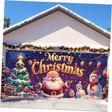 6 x 13 ft Christmas Garage Door Decorations Merry Merry Christmas-Purple