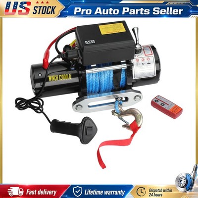 12000LBS Electric Winch 12V Synthetic Cable Truck Trailer Towing Off-Road 4WD US