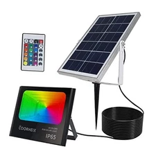 RGBW Solar Flood Lights Outdoor with Remote,LED Color Changing Wall 40.0 Watts