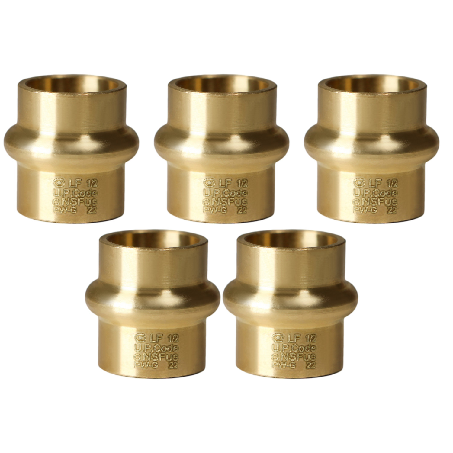 5 Pack XFITTING 1/2" Press Plug, Lead Free Brass, ProPress