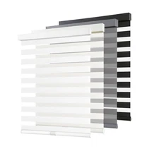 Zebra Blinds 55"x72" White, Cordless Dual Layer Roller Shades Day/Night Privacy