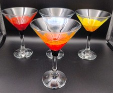 Stunning Set Of 4 Martini / Cocktail Glasses - Hand painted Floral Design