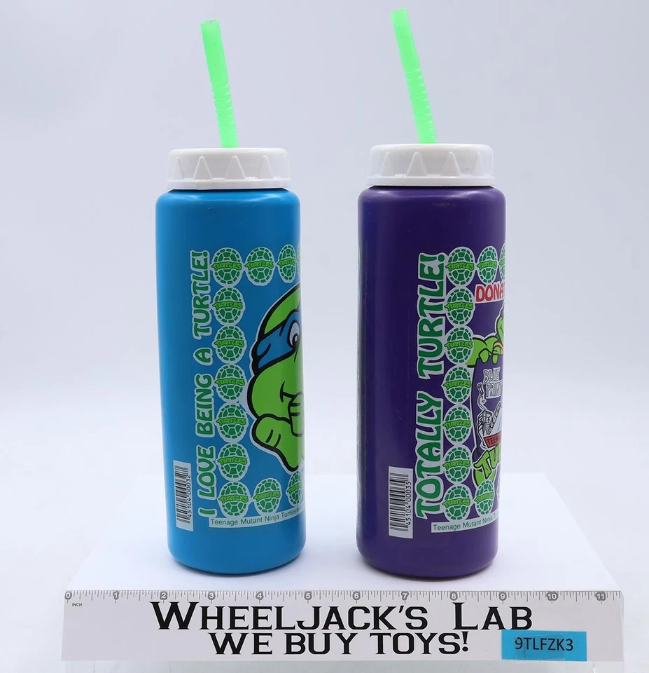 Lote de 2 botellas de agua TMNT Donatello Leonardo 1990 Mirage Studios Foto 2 de 4
