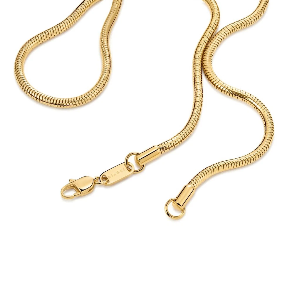DJADEE Cadena serpiente oro 750 chapado en oro 18 quilates cadena acero inoxidable mujer hombre K6364D