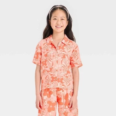 Disney Moana 2 Niñas Pequeño Melocotón Tropical Floral Algodón Gasa Camisa Pantalones Cortos Conjunto S - Imagen 1 de 4