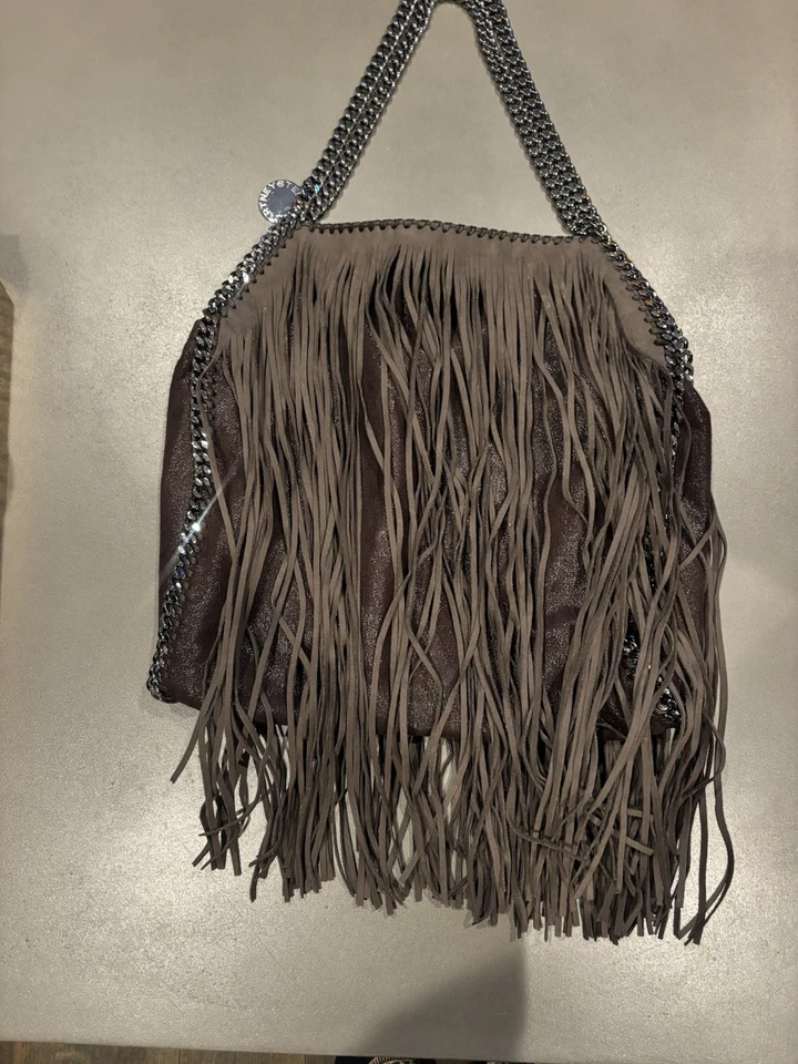 Stella McCartney Grey Suede Falabella Chain Shoulder Bag Tote - Image 4 of 4