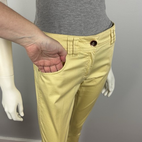 Próxima Talla 10 Pantalones Chinos Regulares Piernas Ajustadas Bolsillos Cinturón Lazos Amarillo Algodón NUEVO - Imagen 7 de 13