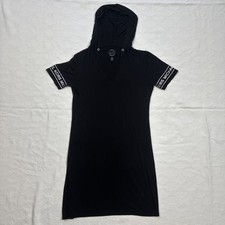 Michael Kors Women’s S Black Hooded Logo Dress Knee Length Swim Cover Beachwear