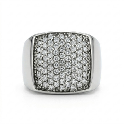 Stainless Steel 316 Pave Men's Square shape CZ SET Pinky Ring 