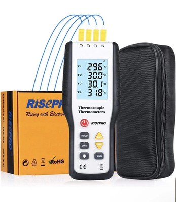 Risepro 4 Channel K Type Digital White Thermocouple Thermometer