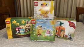 Lot Of Easter Lego Sets 40463 Easter Bunny 40202 40449 & 30690 Easter Egg chick
