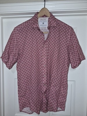 Ron Thompson Tailored Fit Short Sleeve Button Shirt Red Medium NEW