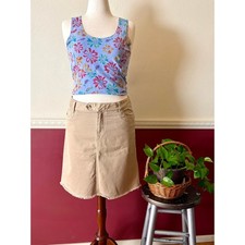 Vintage Old Navy Low Waist Khaki Chino Skirt 10 Tan Beige 2000s Y2K Distressed