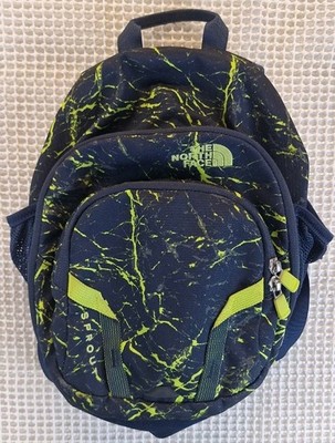 The North Face Sprout Mini Backpack Hiking Youth Navy Blue Green Marble Camo