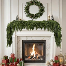 2 PCS 6 Ft Artificial Norfolk Pine Garlands, Faux Real Touch Greenery Garland...