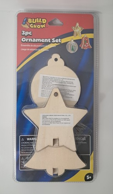 #ad Build Grow 3 Piece Ornaments Kids Project Wood Star Bell Circle DIY Age 5 Lowes $5.58