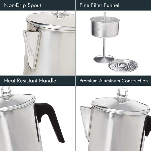 Primula Today Aluminum Stove Top Percolator Maker Durable, Brew Coffee On Sto... - Picture 4 of 7
