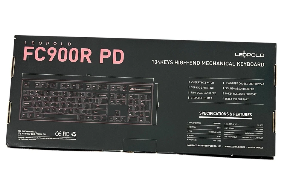 Leopold FC900R PD Mechanical Keyboard 104-Key PBT Double Shot Keycaps Pink White - Image 3 of 4