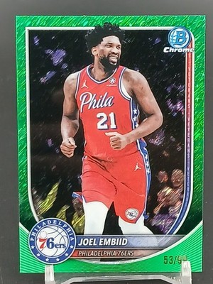 2025-2026 Bowman Joel Embid Green Shimmer Refractor 53/99 76ers SP #BCV67 Chrome