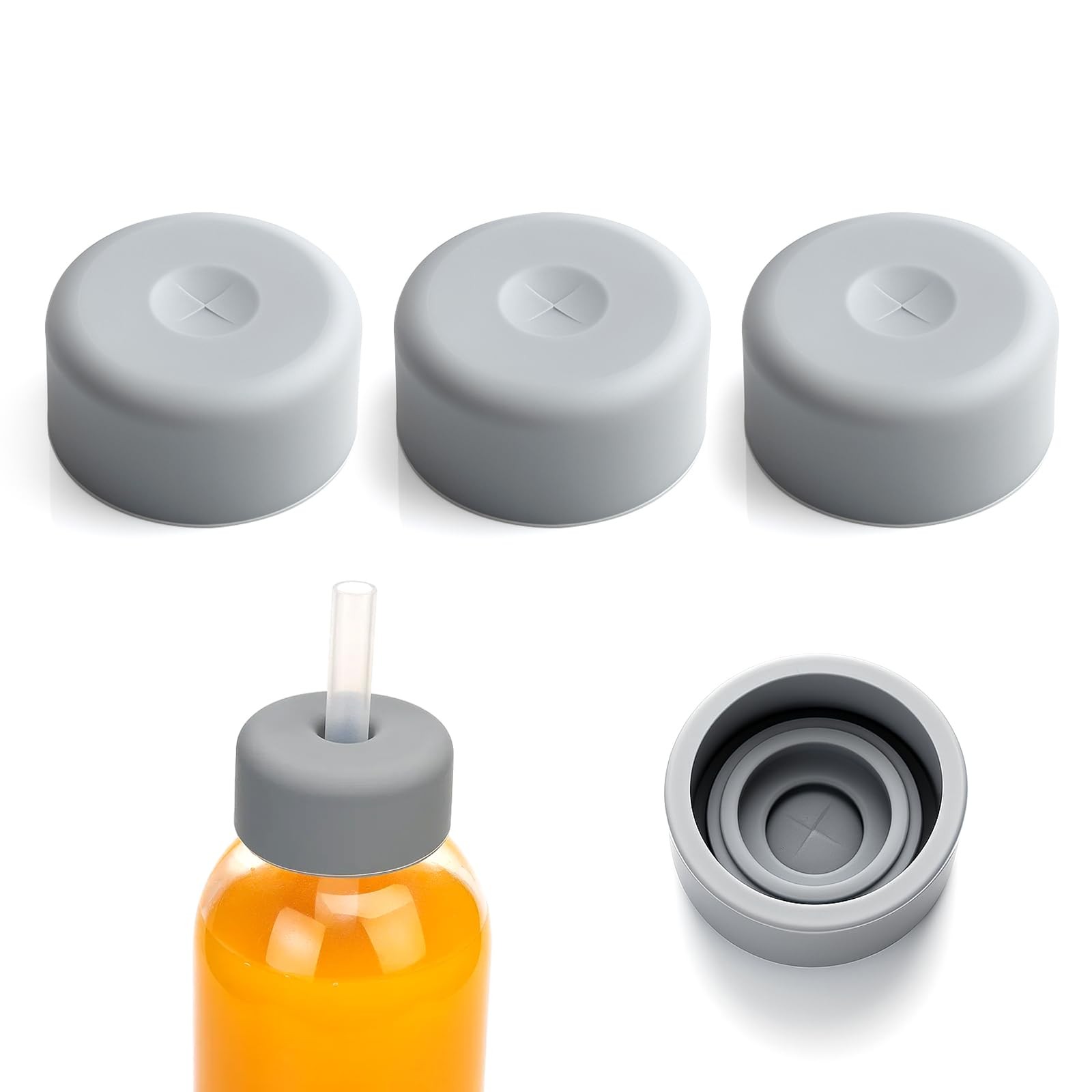 S Replacement Rubber Lids With Straw Hole, Silicone Cap For Luxfu...