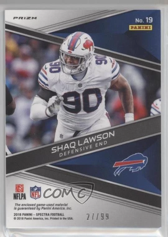 2018 Panini Spectra Sunday Spectacle Neon Blue Prizm /99 Shaq Lawson #19 - Image 2 of 2