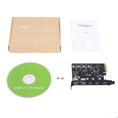 5-Port Desktop Expansion Card 20G 2*USB Type-A 3*USB Type-C For Win 7/8/10