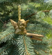 Vibtage Gold Color Angel Candleholder With Clip for Tree. #715