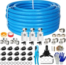 3/4"110FT Compressed Air Line Kit, Hdpe-Aluminum Piping System for Garage/Shop, 