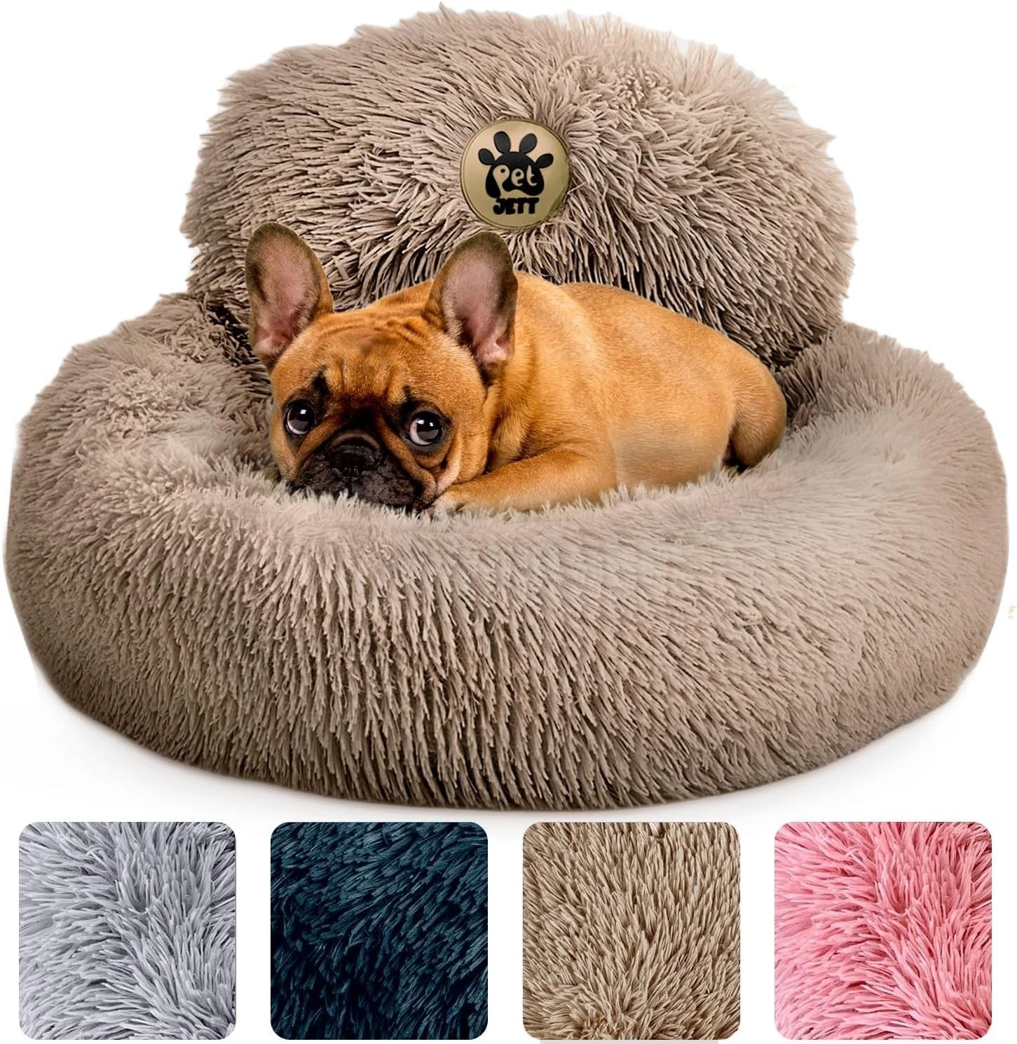PetJett Calming Dog Beds for Small Dogs – 23" Donut Dog Beds, Anti-Slip &
