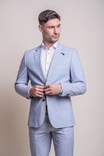 Cavani Fredrik Blue Pin-Stripe Linen Blazer - 36R