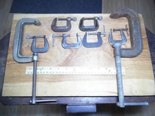 8 Vtg C Clamps W/Cincinnati Tool Co Super Jr No 50 52 566 + 4" Machinist Machine
