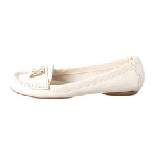 Tory Burch Leather Whipstitch Trim Loafers, Women  s 8M, Bone