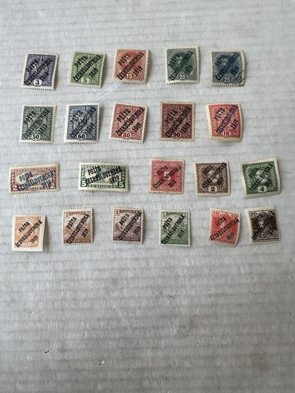 Czech  Overprint Ceskoslovenska 1919 Used &  Unused Old Rare Stamp Group Of  20