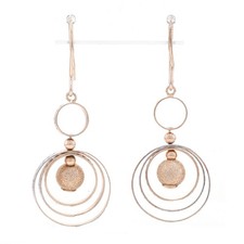 Sterling Silver Graduated Circle Dangle Earrings - 925 Rose Gold Plated Pierced